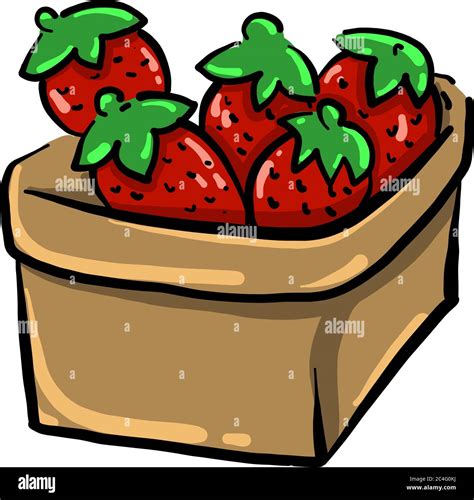 Strawberry in box, illustration, vector on white background Stock ...