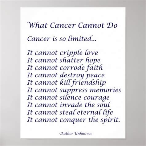 What Cancer Cannot Do Poem Poster Print | Zazzle.ca