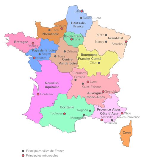 Carte De France Régions Et Villes Principales Carte de France