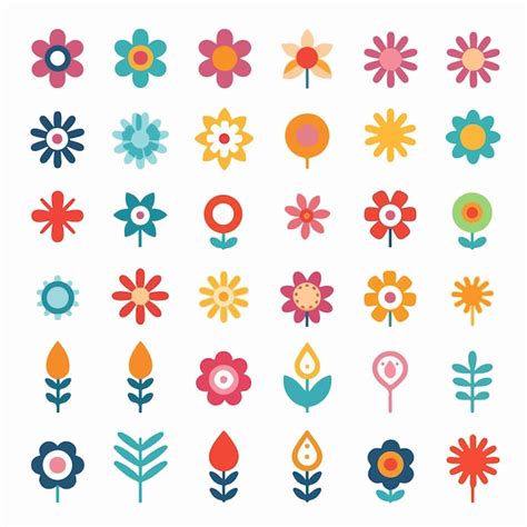 Iconos De Plantas Y Flores Adorables Y Simples Vector De Clipart