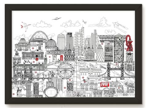 London Skyline Black and White Print London Cityscape Wall Art Skyline ...