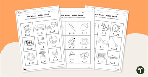 Middle Vowel Activity Sheets Playdough To Plato Worksheets Library