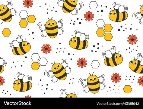 Bee Seamless Pattern Royalty Free Vector Image