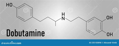 Dobutamine Sympathomimetic Drug Molecule Skeletal Formula Stock Vector