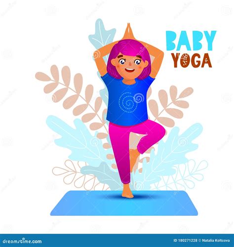 Yoga Girl Cartoon In Flat Style Stock Vector Illustration Of Energy