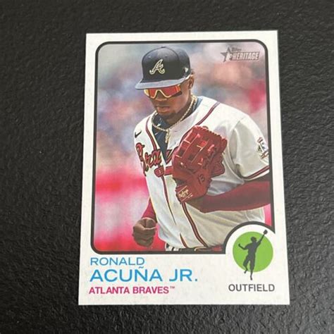 Ronald Acuna Jr Topps Heritage Image Variation Sp Card Atlanta