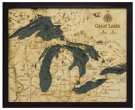 Great Lakes Birch Wood 3D Map (Small) | KIMPRINTS