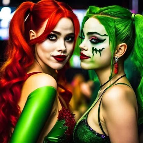 Poison Ivy Kissing Harley Quinn