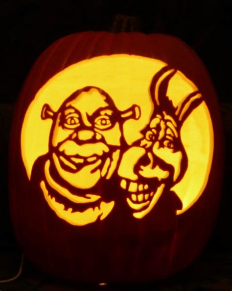 Shrek And Donkey Pattern By I Carved On A Foam Pumpkin