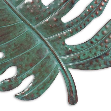 Green Leaf Wall Decor Leaf Metal Wall Art Sculpture Vintage Rustic Home