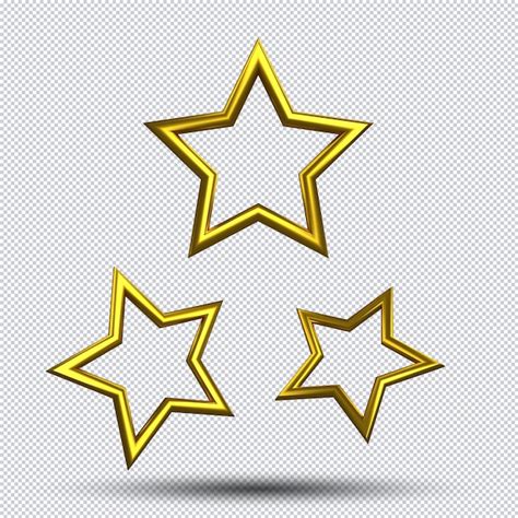 Premium Psd Realistic Golden Stars Set Isolated 3d For Customer