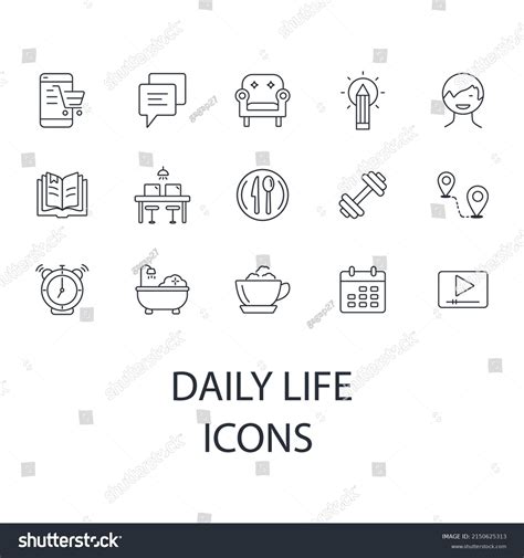 Daily Life Icons Set Daily Life Stock Vector Royalty Free 2150625313 Shutterstock