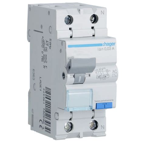 Hager 1P N 30MA 20A magnetotérmico interruptor diferencial ADC820H