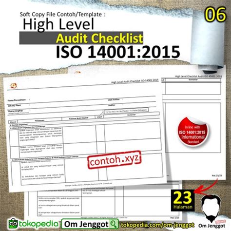 Jual Contoh High Level Audit Checklist Iso 140012015 Bahasa