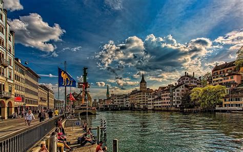 Limmat River Embankment R Zurich Switzerland Hd Wallpaper Peakpx