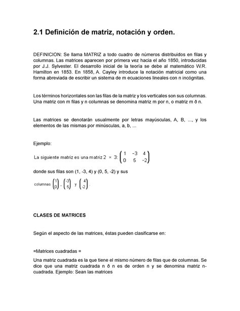 2 1 Definición de matriz notación y orden DEFINICION Se llama