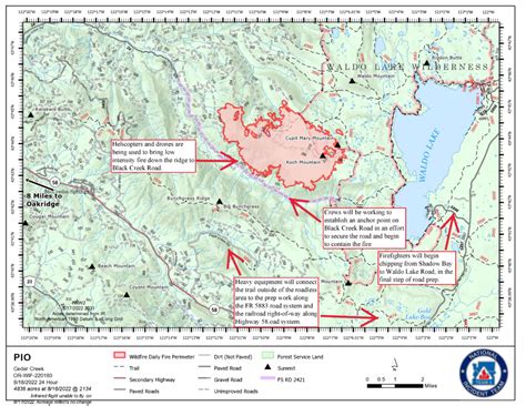 Cedar Creek Fire Update August 18 800 Am • Highway 58 Herald