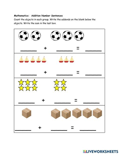 Addition Sum Of 10 Or Less Interactive Worksheet Live Worksheets