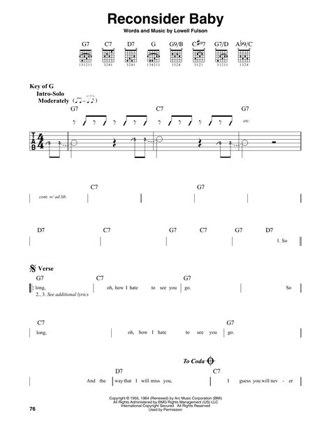 Reconsider Baby Guitar Lead Sheet Print Sheet Music Now