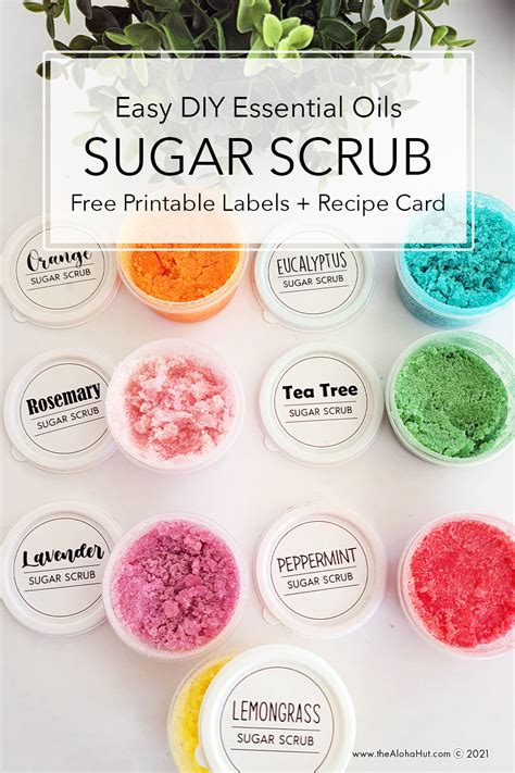 Diy Essential Oils Sugar Scrub Recipe Labels The Aloha Hut