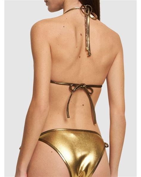 Balmain Metallic Triangle Bikini Lyst