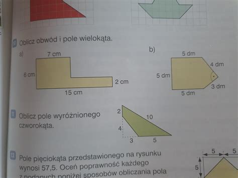 Zad 10 Oblicz obwód i pole wielokąta Zad 11 Oblicz pole wyróżnionego