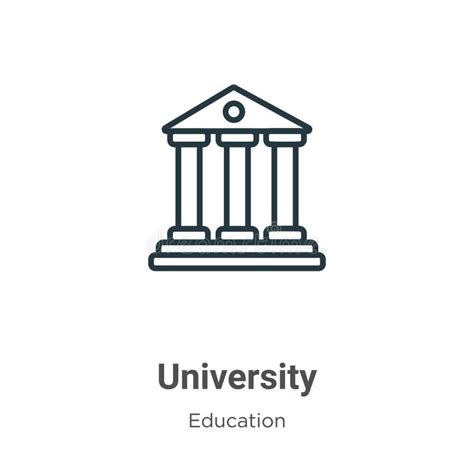 University Outline Vector Icon Thin Line Black University Icon Flat