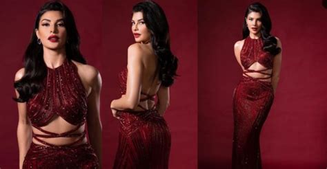 Jacqueline Fernandez paints the town red in a red shimmery outfit ...