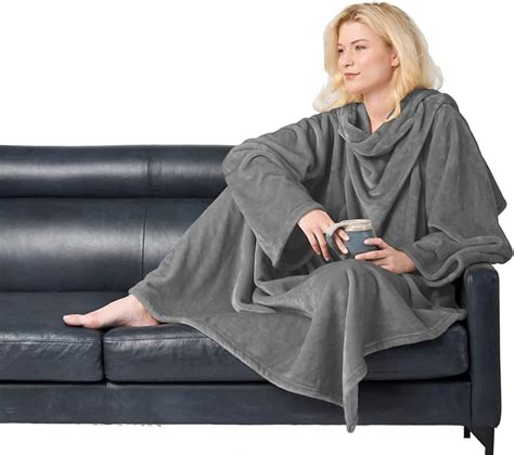 Brookstone Wearable Sherpa Lined Electric Heated Poncho