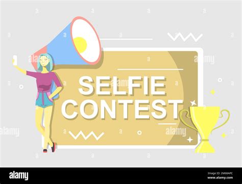 Selfie Contest Poster Vector Flat Style Design Illustration Stock