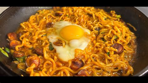 Easy Spicy Sausage And Egg Buldak Noodles Flavorful Homemade Recipe