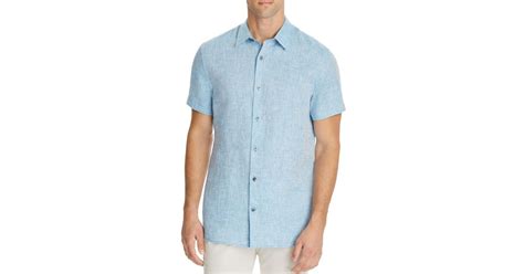 Vince Linen Melrose Square Hem Short Sleeve Slim Fit Button Down Shirt ...