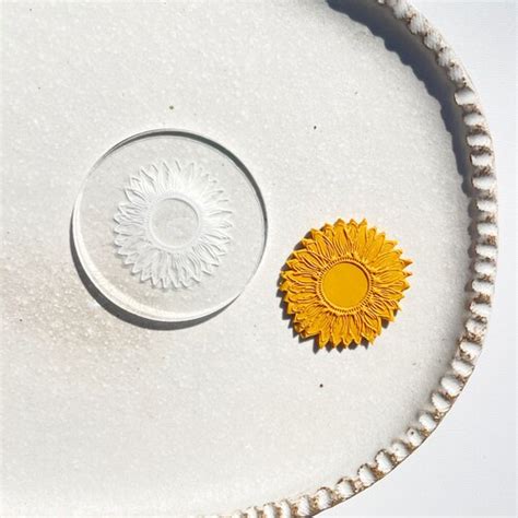 Polymer Clay Debossing Stamp Sunflower Flower Botanical Etsy