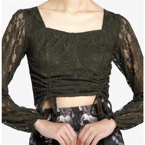 Green Lace Cropped Shirt Hot Topic Hottopic Depop
