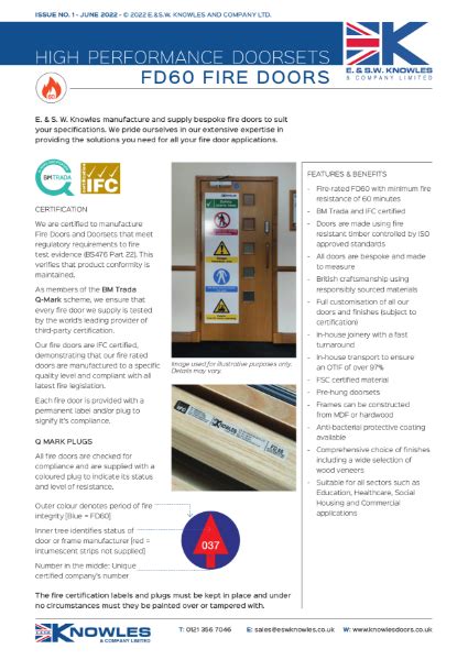 Hollow Core And Solid Core Non Fire Rated Door Data Sheet NBS Source