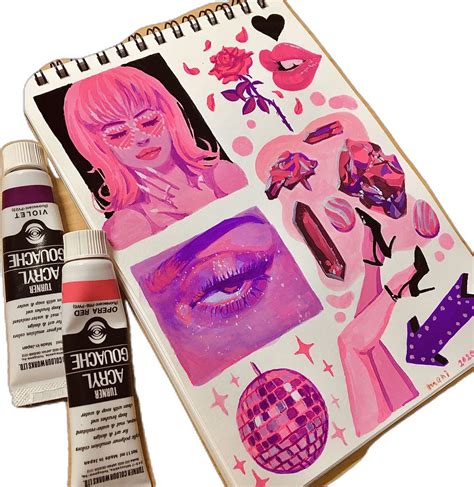 alisamccloy pink art aesthetic drawing pink paint art style