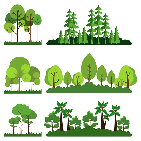 Set Of Trees In Grass 1214055 Vector Art At Vecteezy