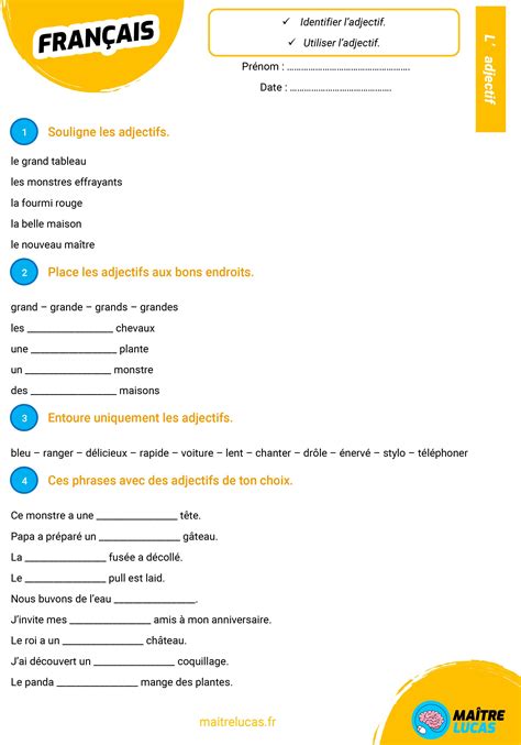 Comment Identifier Les Adjectifs Ce Exercices Pdf Imprimer The Best