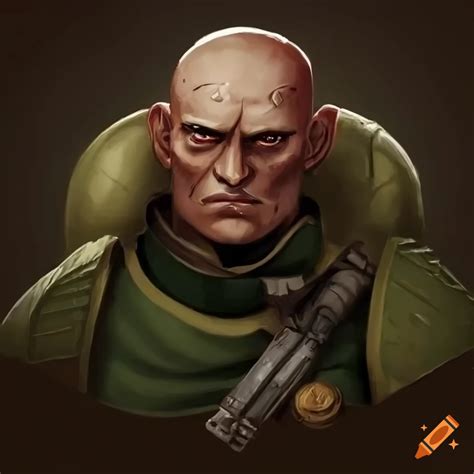 Image Of A Bald Imperial Guard From Warhammer 40k On Craiyon