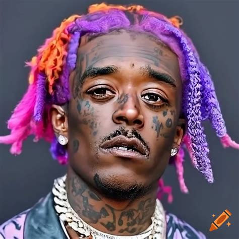 Lil Uzi Vert With Pink And Purple Hair With His Real Face And Face