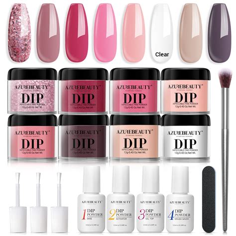 Amazon Pcs Dip Powder Nail Kit Starter Azurebeauty Nude Pink