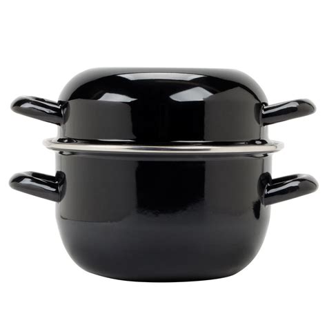 Matfer Bourgeat 070974 15 Qt Black Enameled Steel Mussel Pot With Lid