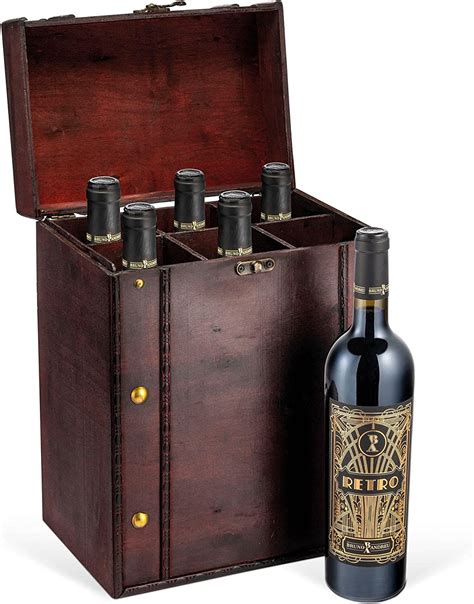 Wein Geschenk Er Set Retro In Antik Style Holzkiste Rotwein