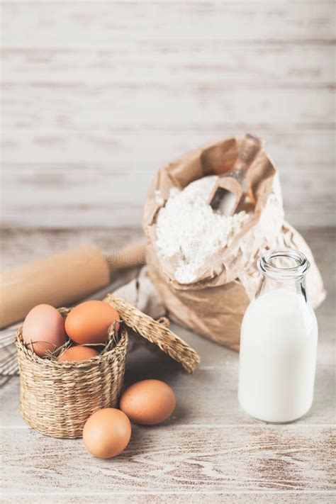 Eggs Flour And Milk Stock Image Image Of Cake Home 114587595