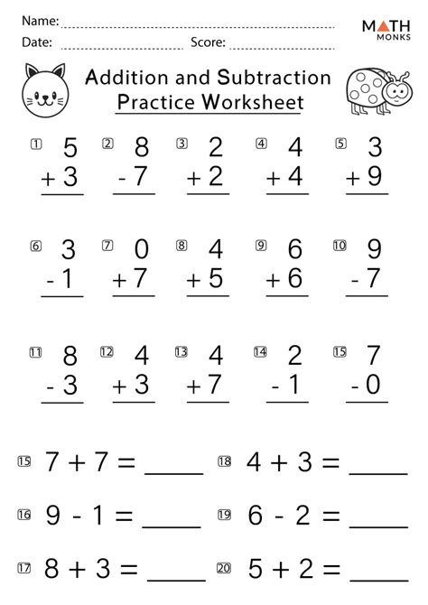 Addition And Subtraction Worksheets Grade 6 Free Printable Addition And Subtraction Worksheets