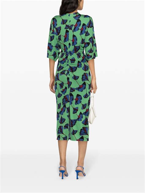 Dvf Diane Von Furstenberg Valerie Floral Print Midi Dress Green