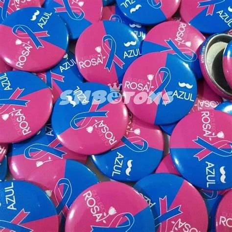 100 Botons Bottons Personalizados Outubro Rosa Novembro Azul