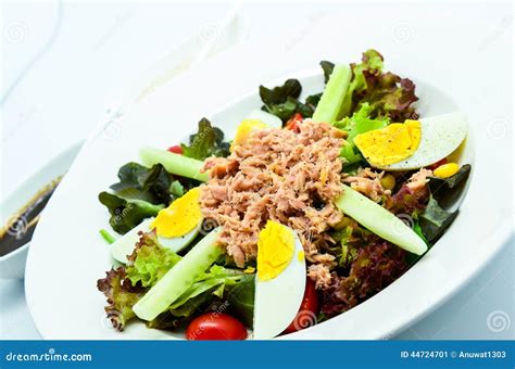 Tuna salad with eggs stock image. Image of healthy, food - 44724701