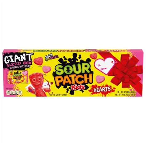 Sour Patch Kids Hearts Soft & Chewy Valentine's Candy, 10 ct / 3.1 oz ...