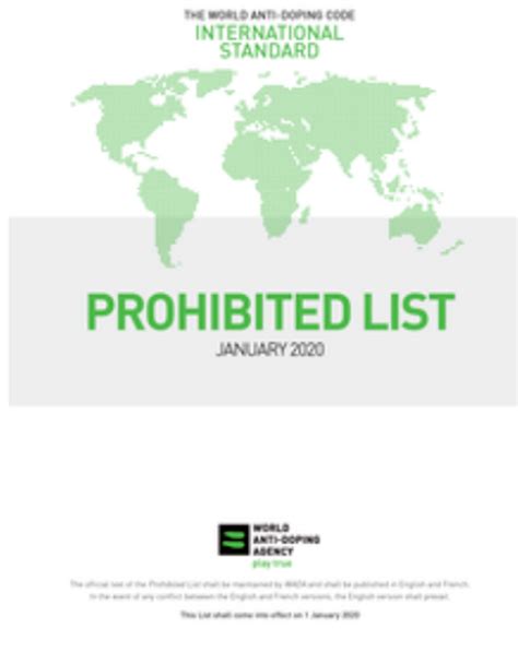 Doping Lista De Subst Ncias Proibidas Pela Ag Ncia Mundial Anti